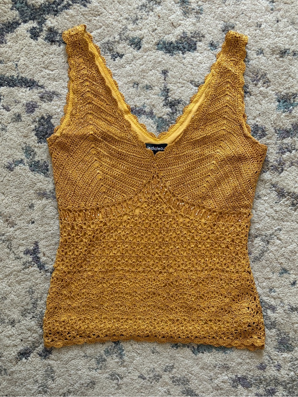 Vintage Le Chateau Gold Beaded Crochet Tank - Picture 2 of 6